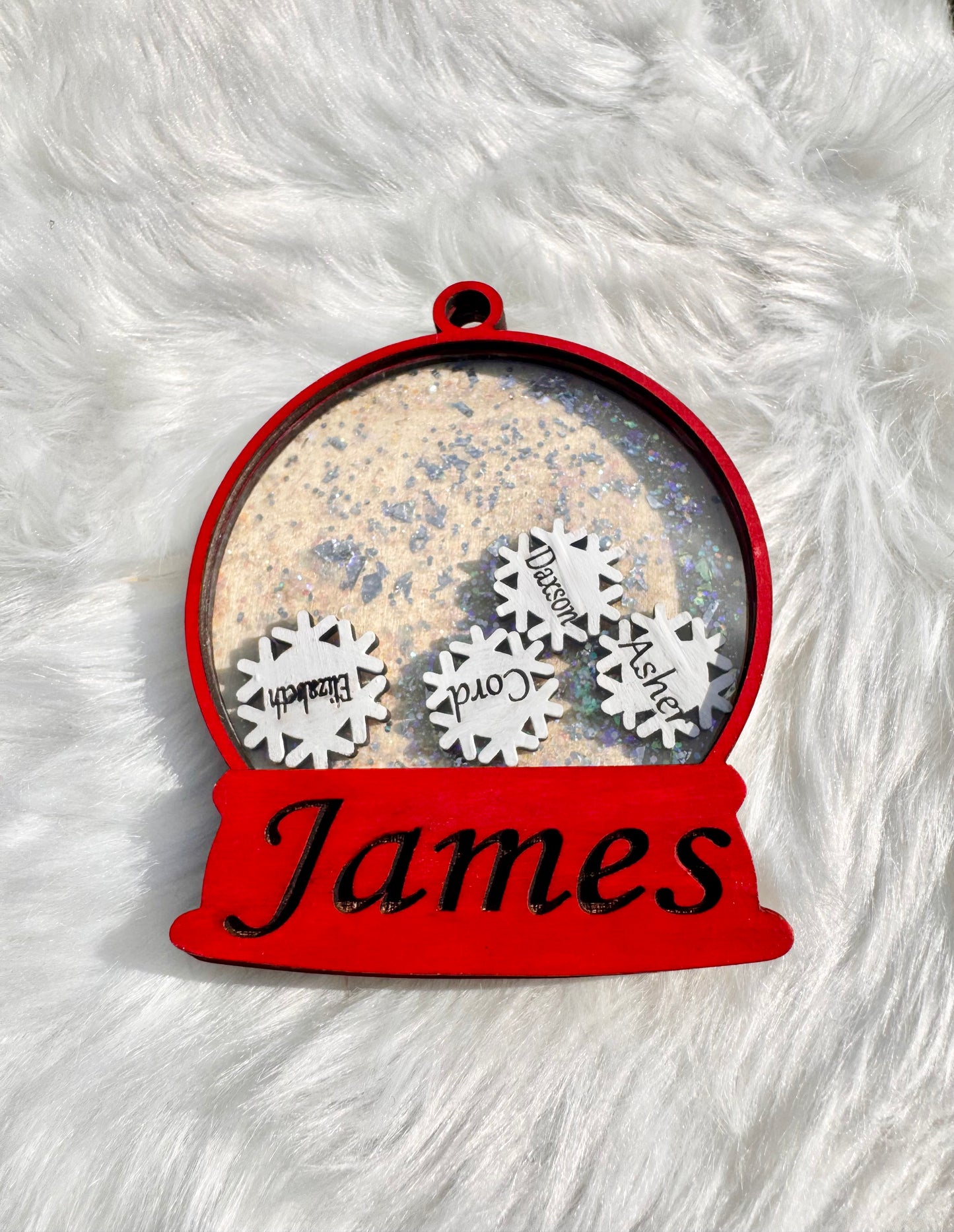Personalized Snow Globe Ornament – With Floating Snowflakes ❄️