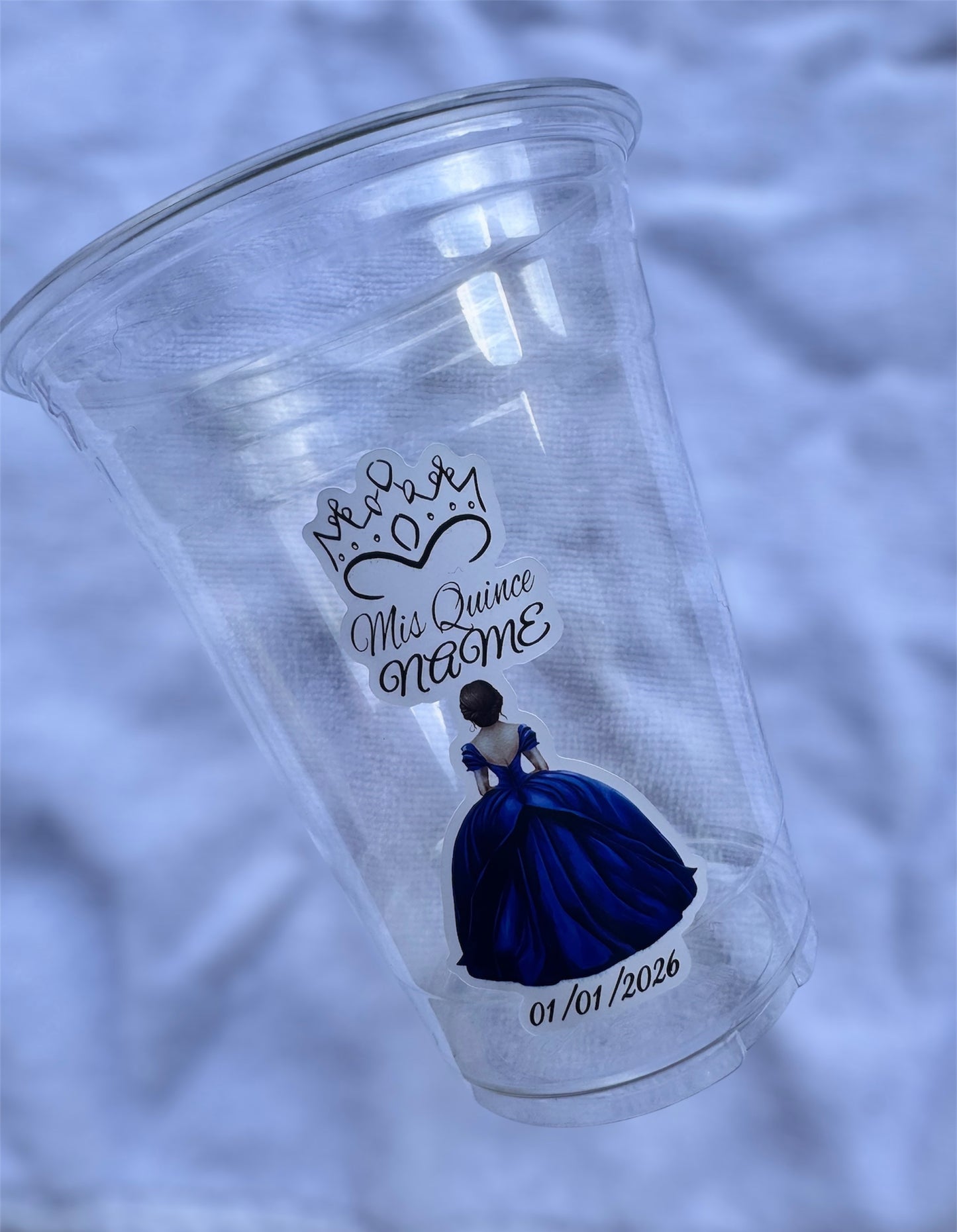 Personalized Quinceañera Cups – 16oz Clear Disposable Cups 🌸