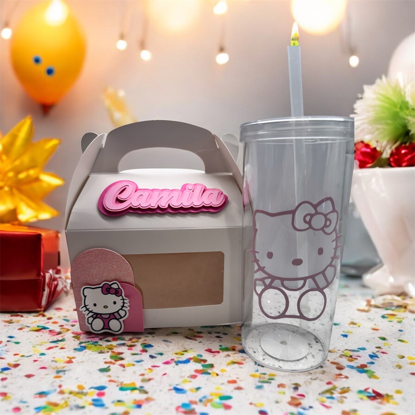 ๐ธ๐ Hello Kitty Birthday Party Favor Box & 20oz Tumbler โ A Perfect Party Treat! ๐๐ธ