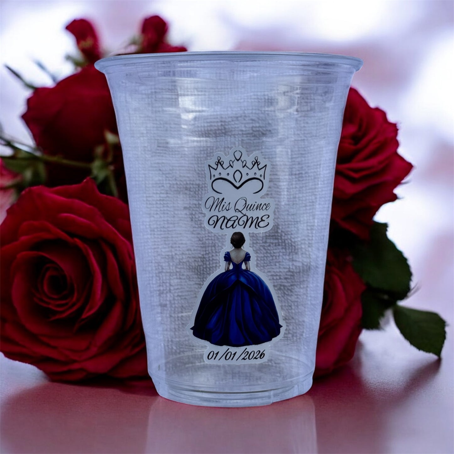 Personalized Quinceañera Cups – 16oz Clear Disposable Cups 🌸