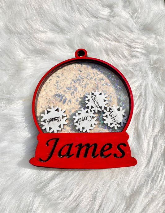 Personalized Snow Globe Ornament – With Floating Snowflakes ❄️