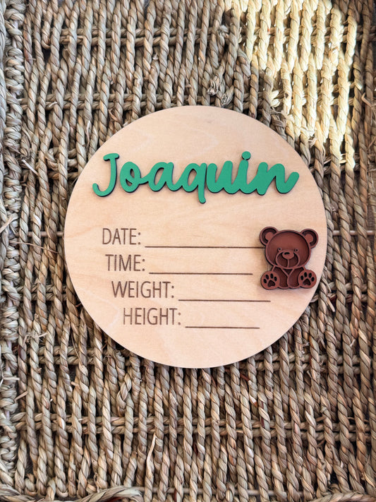 Custom Wooden Birth Announcement Plaque | Personalized Baby Name Sign | Newborn Stats Keepsake Plaque