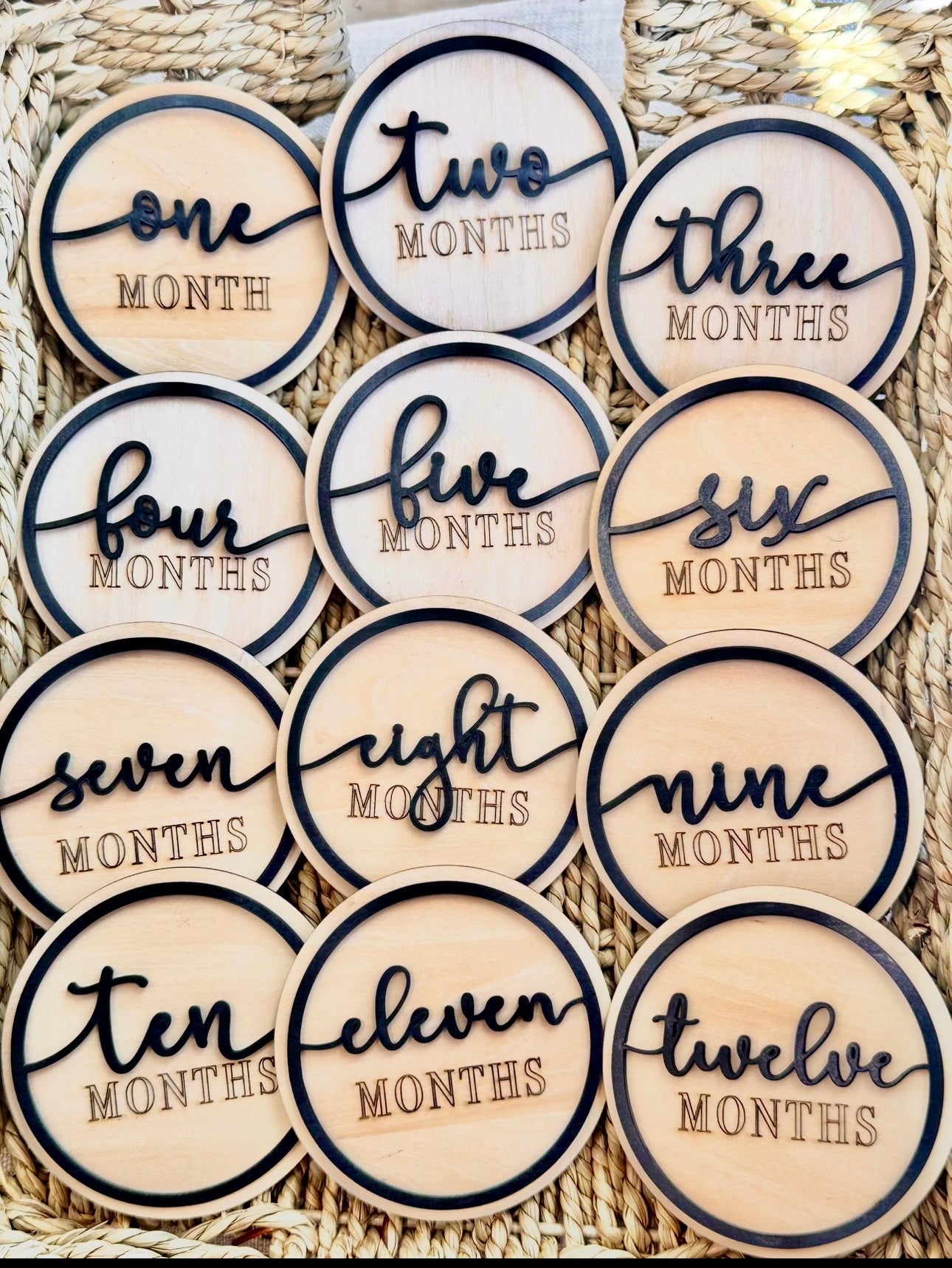 Baby Monthly Milestone Markers – First Year Photo Props (1–12 Months) – Baby Shower Gift & Newborn Keepsake