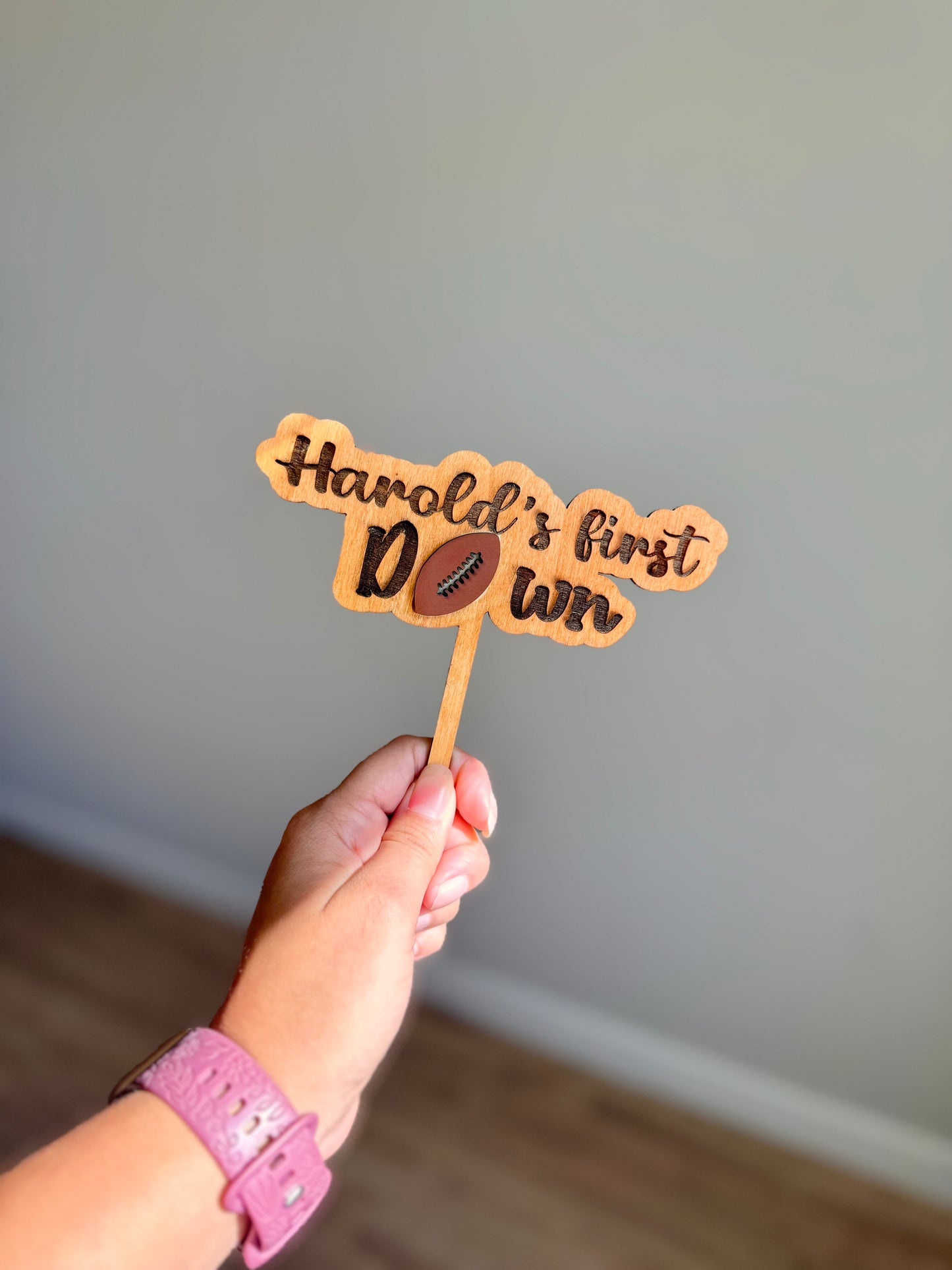 Personalized “First Year Down” Cake Topper🏈