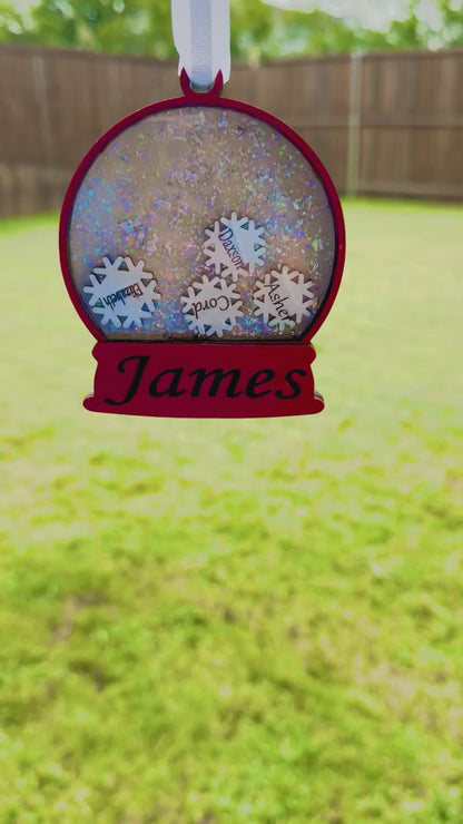 Personalized Snow Globe Ornament – With Floating Snowflakes ❄️