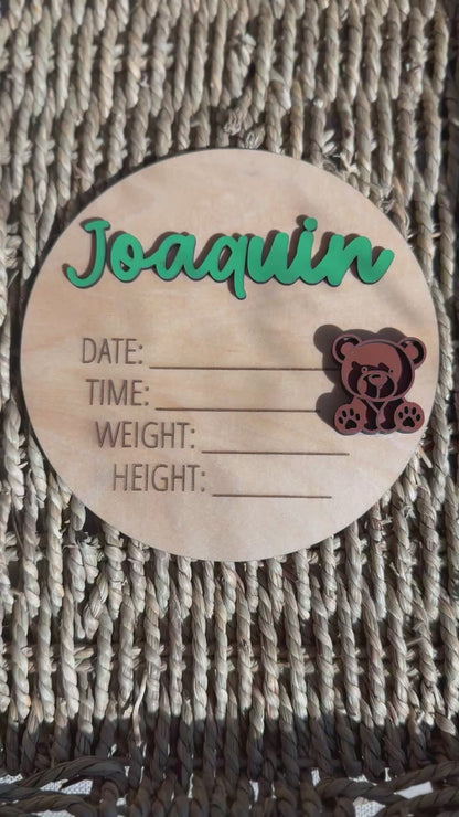 Custom Wooden Birth Announcement Plaque | Personalized Baby Name Sign | Newborn Stats Keepsake Plaque