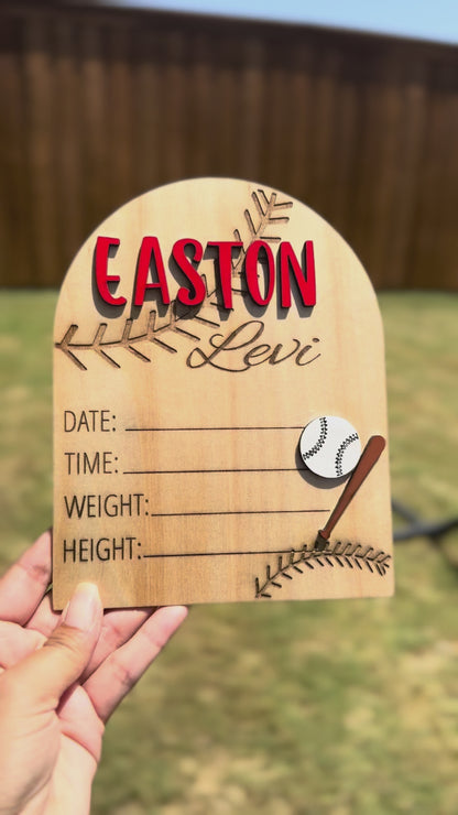 Baseball Birth Stats Sign – Custom Newborn Keepsake